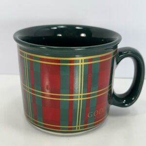 Vintage Godiva Chocolatier Red, Green and Gold Tartan Mug